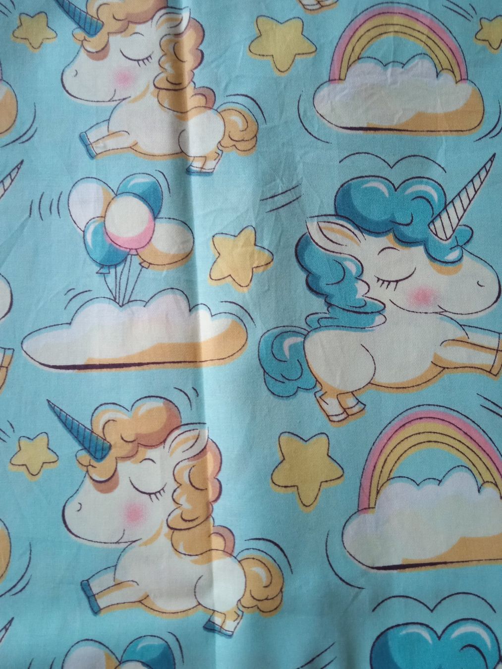 Tessuti: Kinderstoff mit Einhorn Hellblau (Baumwolle) – Usato da Rothrist venduto da MaSa82