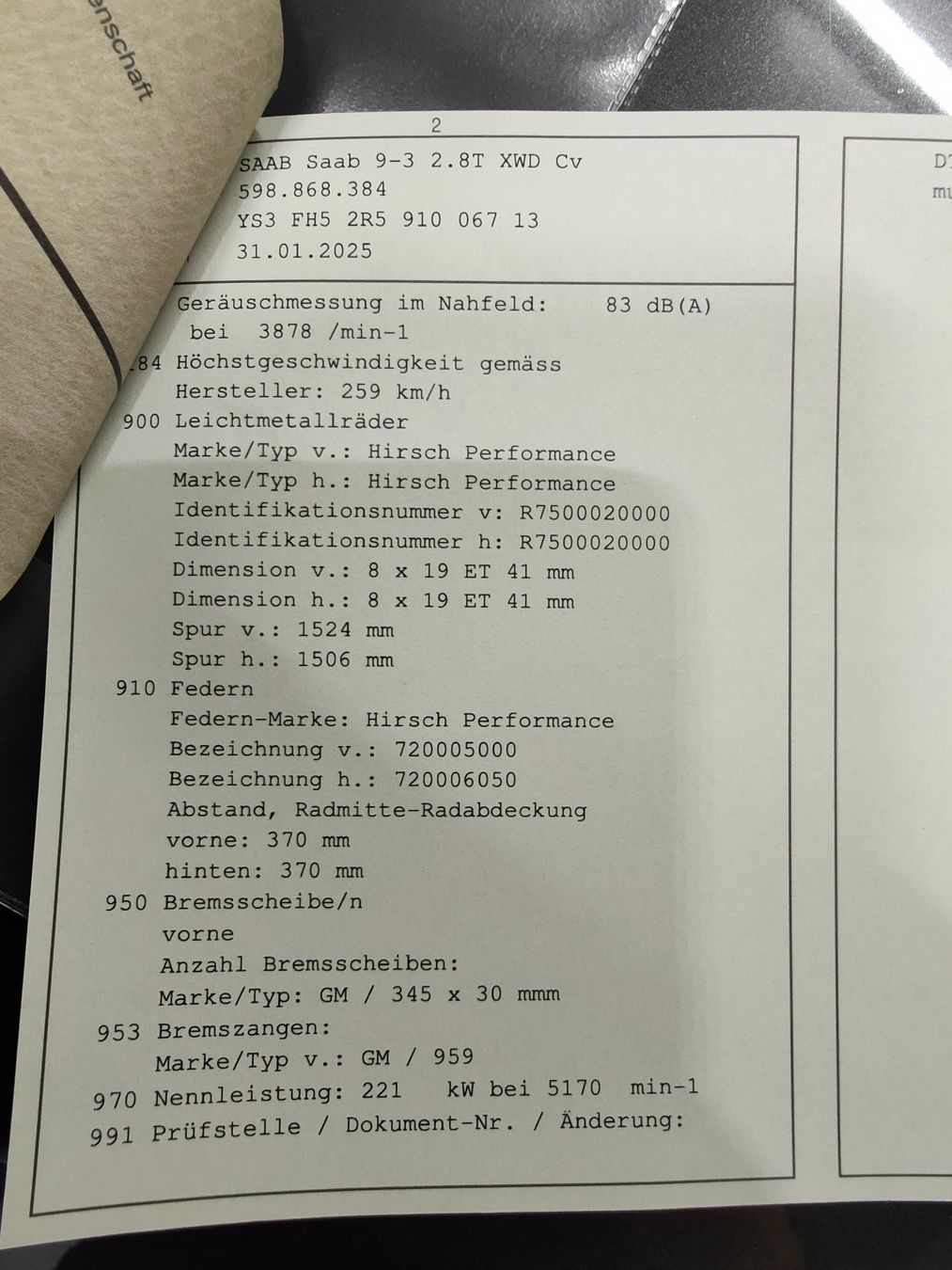 Saab Autos: SAAB 9-3 Hirsch Performance – Gebraucht aus Schönenberg an der Thur von Aeropower 9