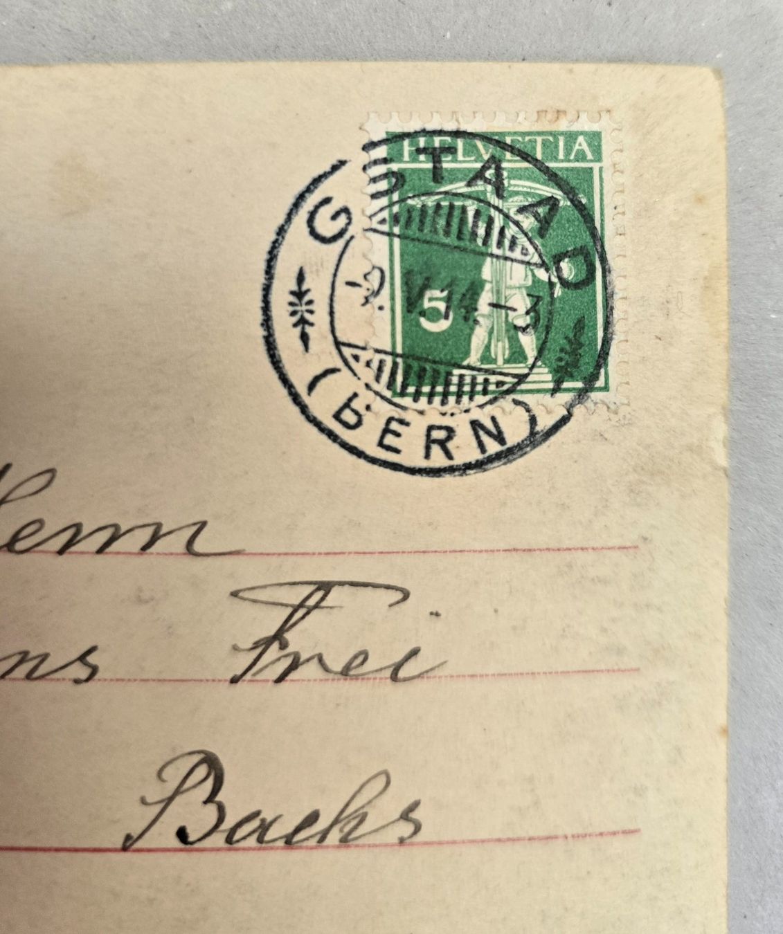 Cartoline postali: AK Gstaad Saanen Gessenay 1914 – Usato da Rheinau venduto da MakalekaAloha 2