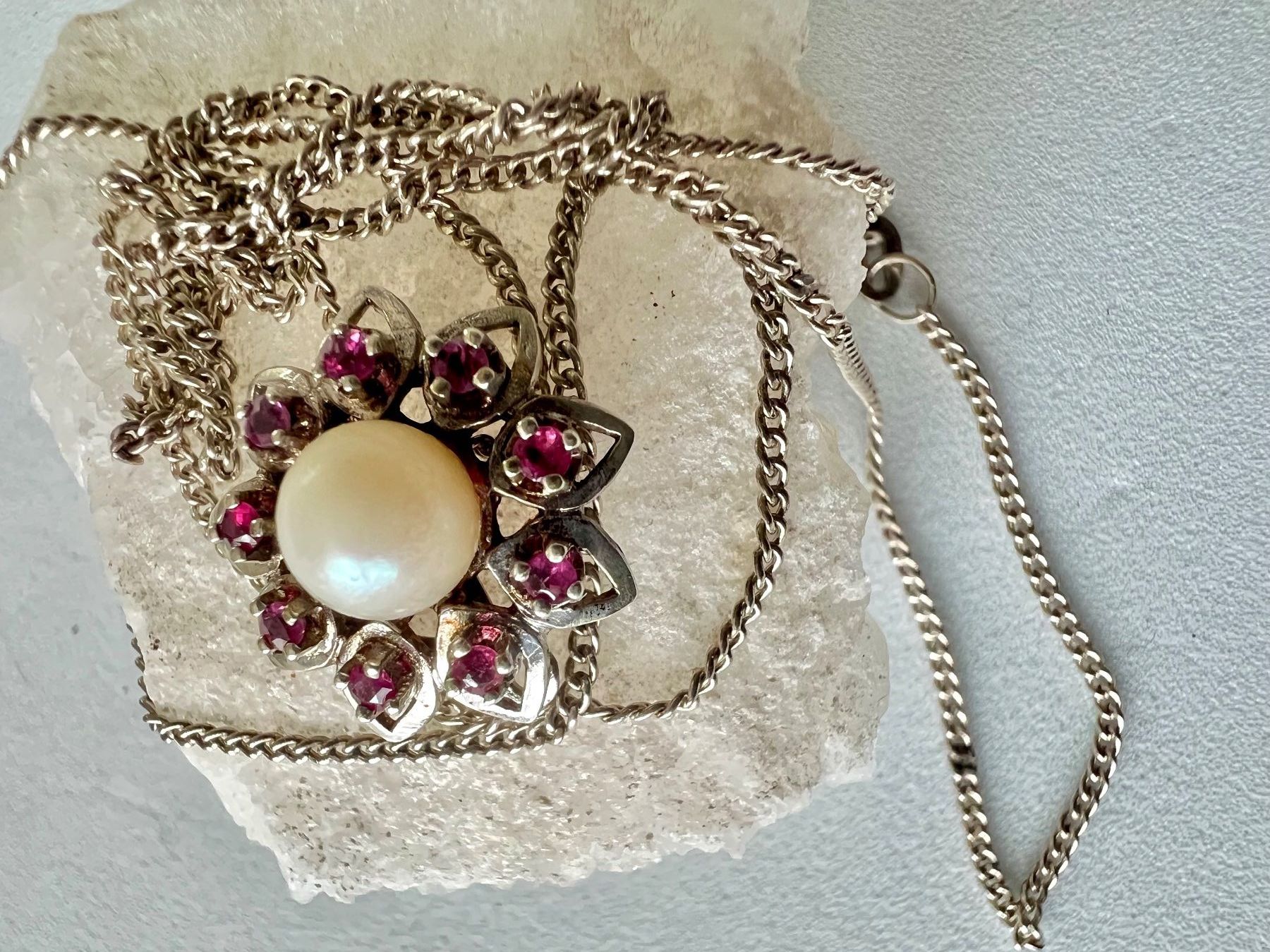 Catenine: Kordes & Lichtenfels Ensemble Silber 800 Rubinblüte & Perle – Usato da Ruswil venduto da artbyhand 2