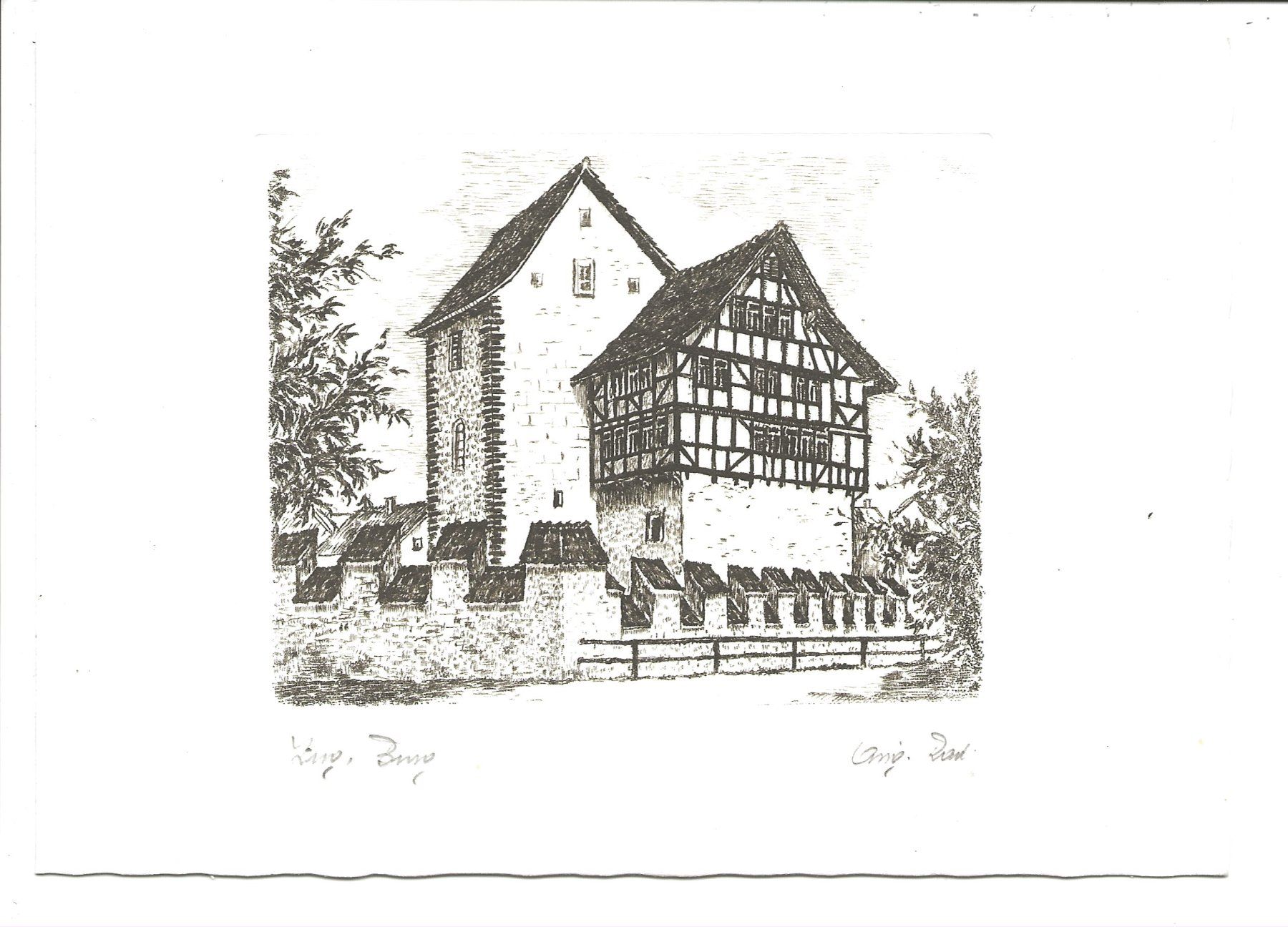 Ansichtskarten: Zug - Burg - Original Radierung – Gebraucht aus Engelburg von Cartophil