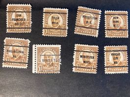 USA 1922 Lot 3 8 Precancel Vorausentwertungen Harding 1.5 C