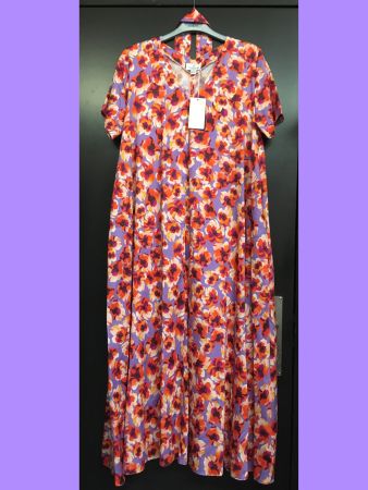 Piu & Piu Sommer KA Kleid lang BW Blumen rot rosa lila Gr 42