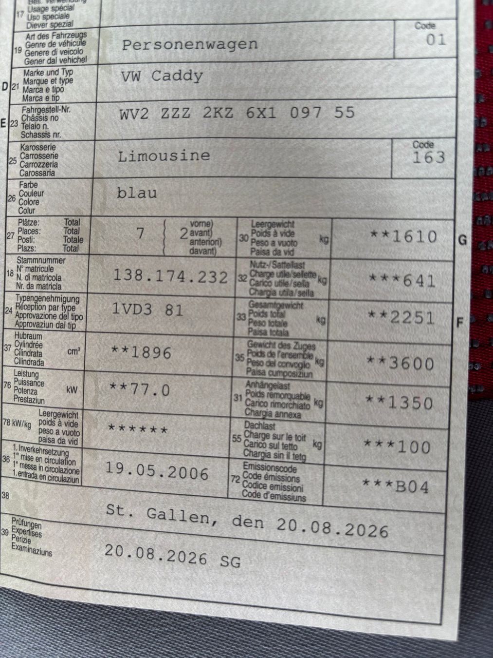 VW Automobili: VW Caddy 1.9 TDI - 7 Plätze – Usato da Gams venduto da mir_n5kk 9