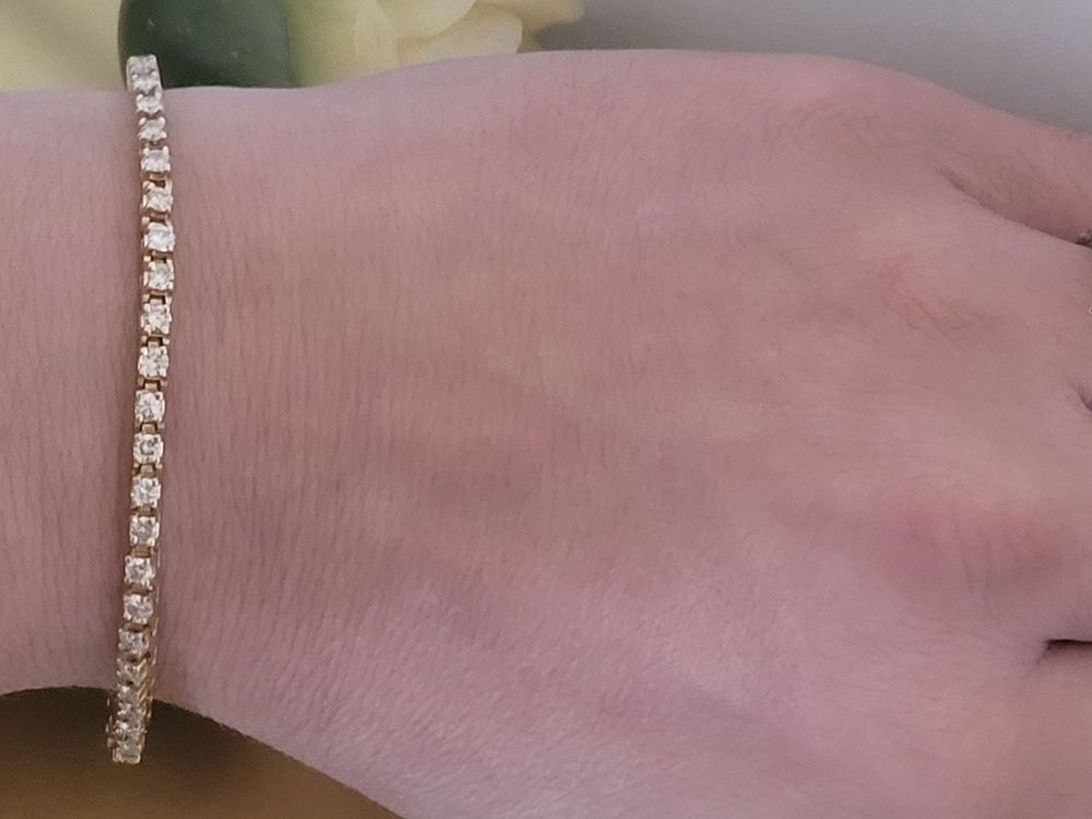 Damen 14K Gelbgold 7,5" Ca. 3,0 CTW 49 Natürliches Diamant Tennis S-LINKS Armband