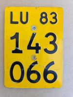 Velonummer LU 83 gelb Mofanummer Mofaschild Plaque Mofa