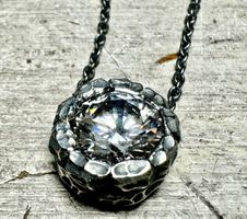 Wunderschön! Collier in Silber 925, geschwärzt mit Anhänger