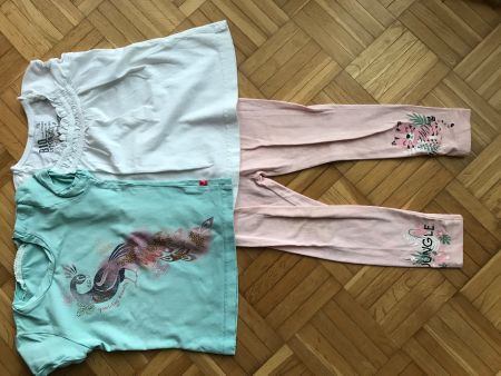 Kleiderset Shirts Leggins Pfau / Tiger Grösse 92 -Porto 3.40