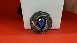 Elegante Vintage Brosche mit blauem Strass-Stein