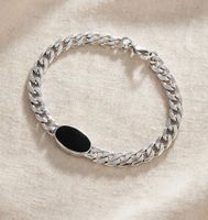 Bracciale a catena stainless steel con inserto ovale nero