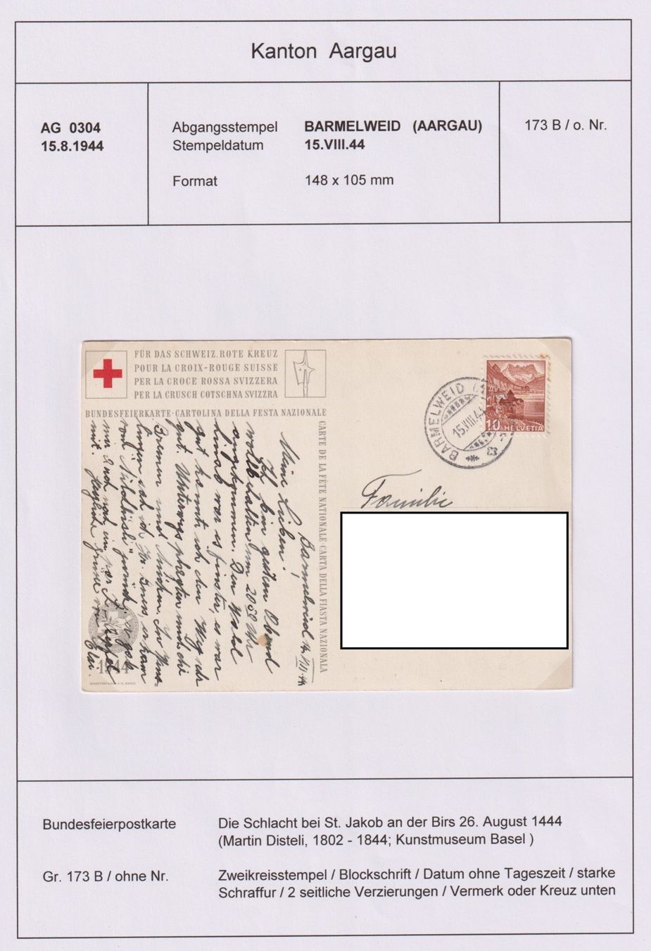 Tutti i francobolli: Bundesfeierkarte 1944 – Usato da Bellach venduto da qsearch 1