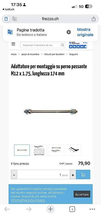 Pezzi di ricambio: Perno FollowMe adattatore – Usato da Gordevio venduto da Romi-rame