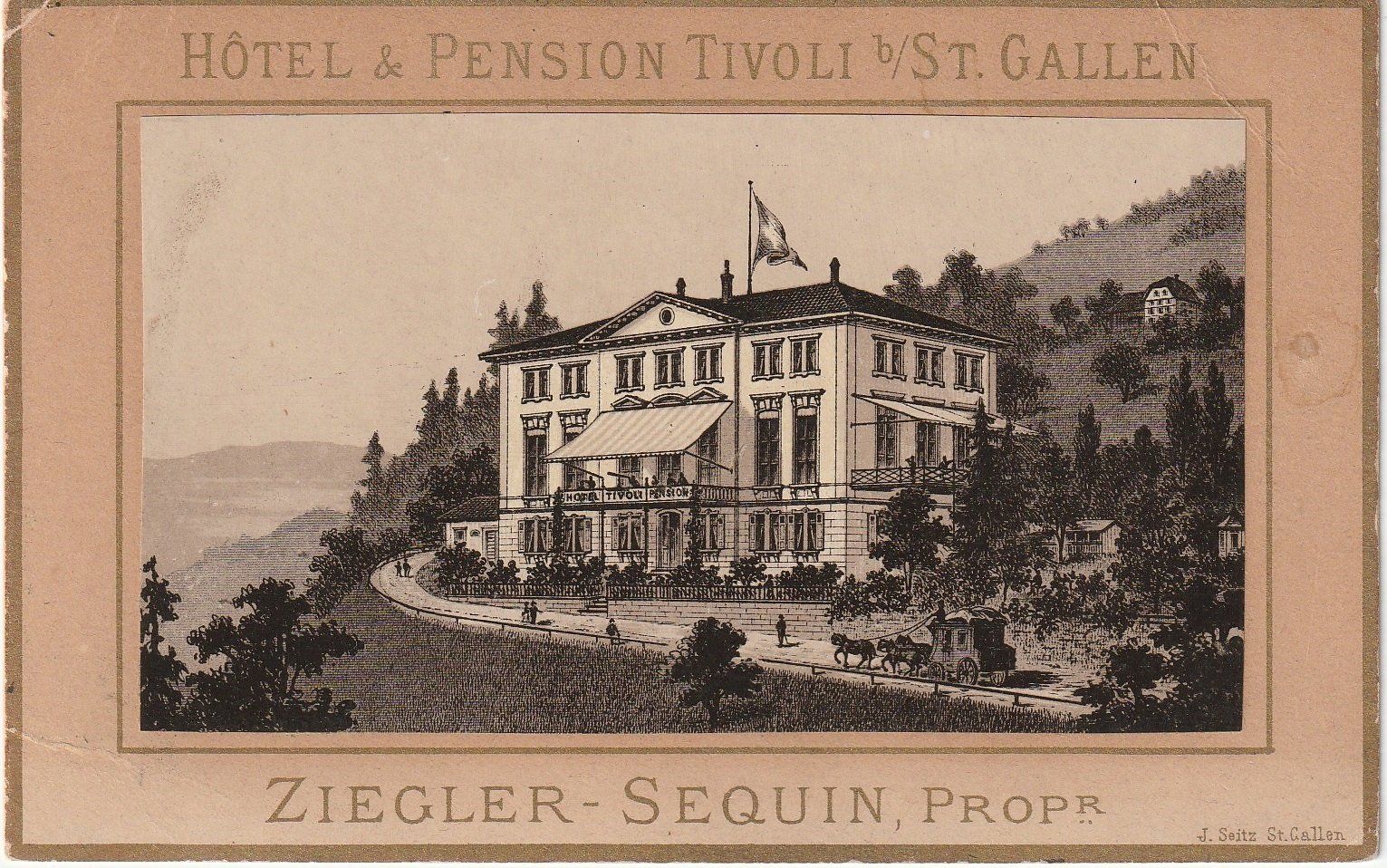 Ansichtskarten: St. Gallen. Werbekärtchen Hôtel Tivoli – Gebraucht aus Bronschhofen von Astore