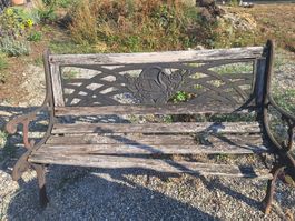 Gusseisen Gartenbank Rankenmotiv Holzlamellen mit Gebrauc...