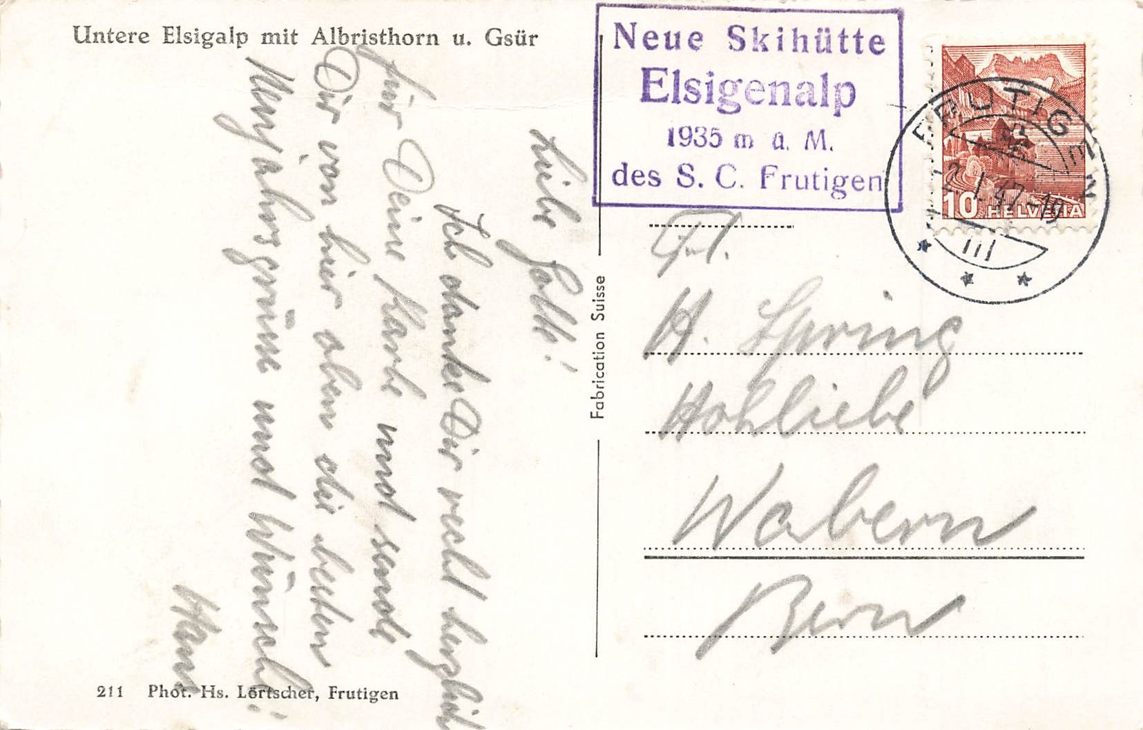 Cartoline postali: Achseten Frutigen BE Elsigenalp – Usato da Biasca venduto da Blenio71 1