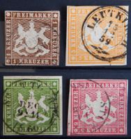 Württemberg Kat. 11-14 gest. 1859 Kat. 390 Euro
