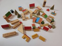 Verschiedene Holzbausteine Vintage