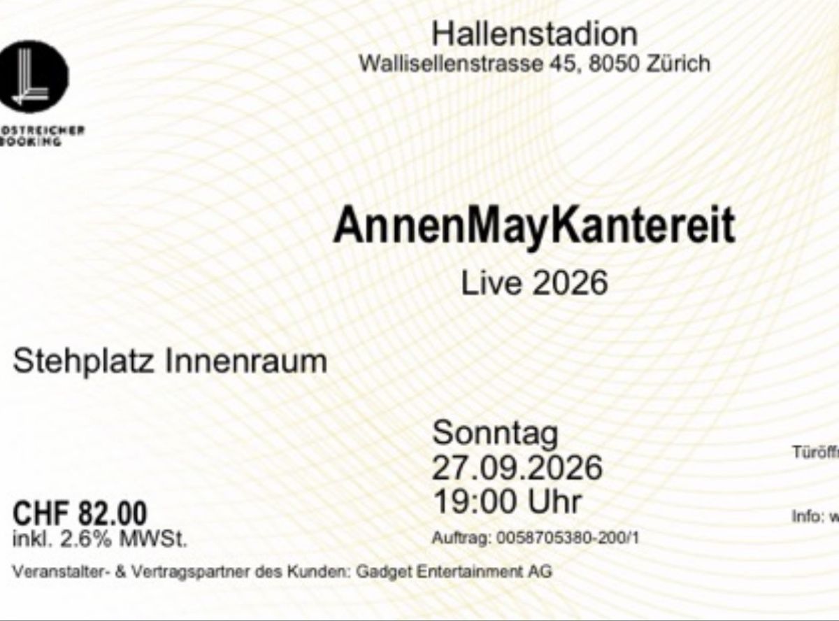 Biglietti: AnnenMayKantereit 2 Stehplatz Tickets – Nuovo e nell'imballaggio originale da Schwanden GL venduto da Boelae