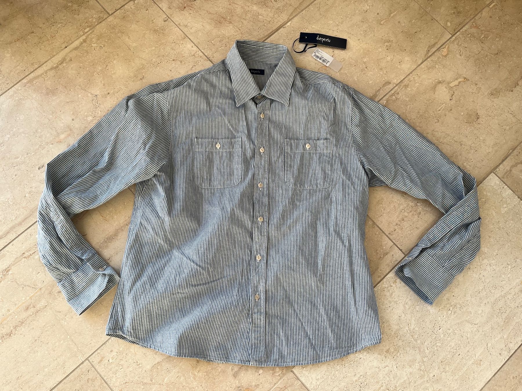 Chemises: Deperlu Cotton Shirt LS Blue/White Striped - XL – D'occasion à Wangen b. Olten par ricochet56