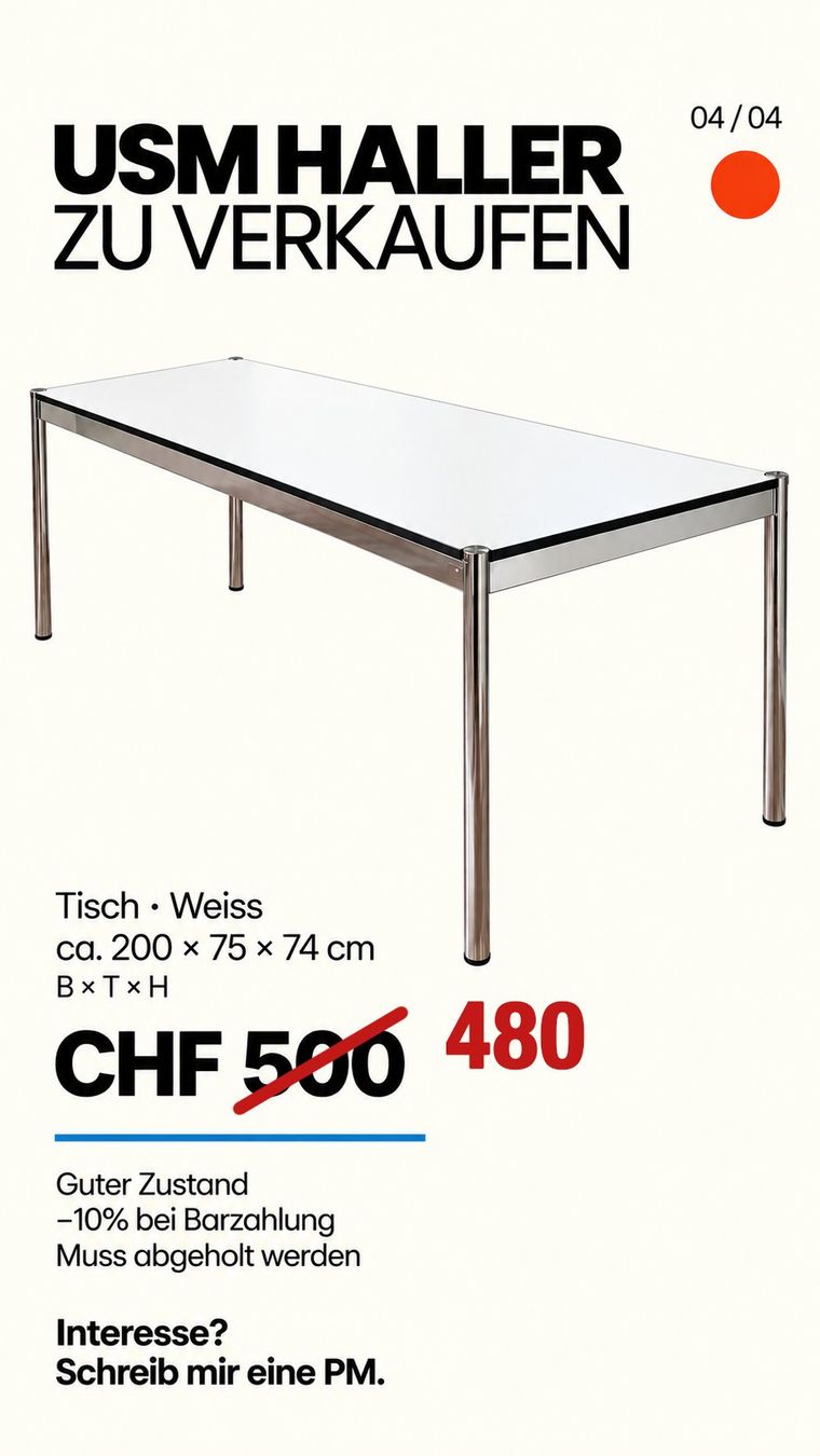 USM Tische: USM Tisch, weiss – Gebraucht aus Erlenbach von calingeli