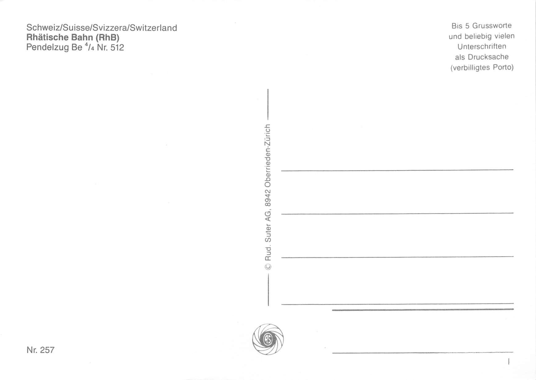 Cartoline postali: Rhätische Bahn GR RHB zug – Usato da Biasca venduto da Blenio71 1