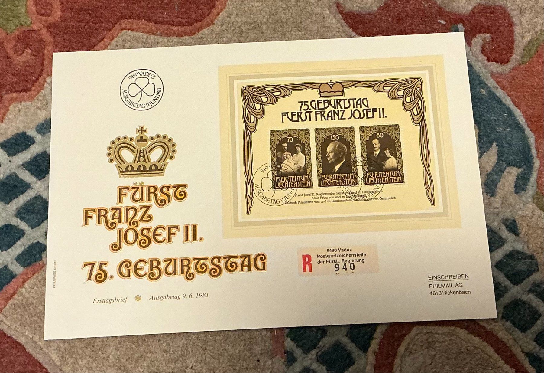 Tutti i francobolli: FDC Einschreiben Liechtenstein Grossbrief – Usato da Koblenz venduto da Markenhimmel