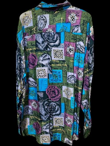 Camicette: Jean Legalle Italien Buntes Blumenmuster Button-Down Hemd - – Usato da Zug venduto da vinokilo 3