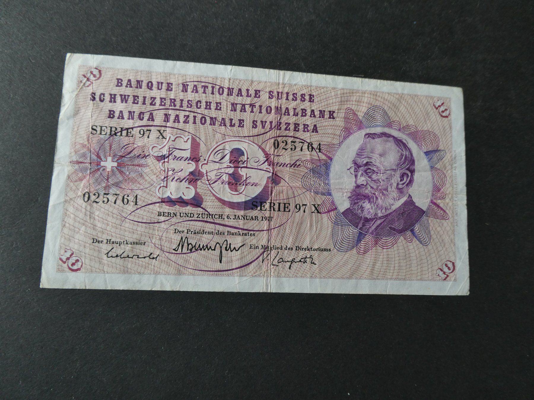 Banconote: Schweiz 1977, 10 Franken – Usato da Hinterforst venduto da Rohusri