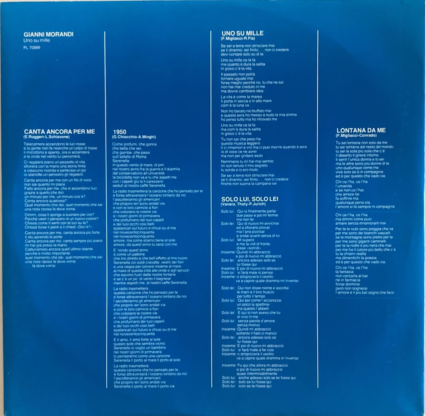 Schallplatten: GIANNI MORANDI - UNO SU MILLE – Gebraucht aus Poliez-Pittet von Newtown-Records 2
