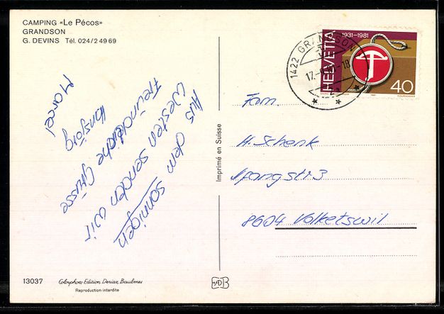 Cartoline postali: AK Grandson, Camping Le Pécos – Usato da Berlin venduto da bartko-reher 1
