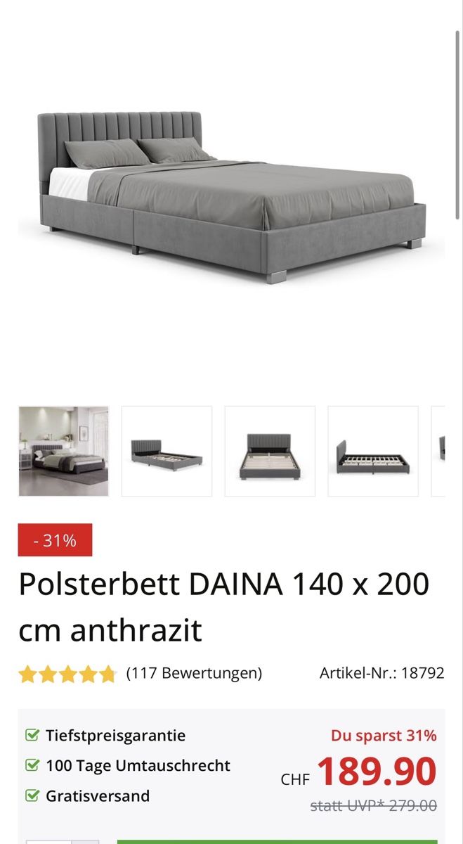 Letti: GONSER Bett, DAINA 140x200 cm – Usato da Möhlin venduto da sac_m9xt 4