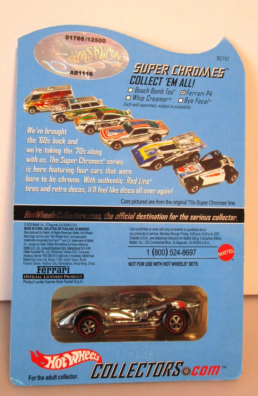 Ferrari Modellini d'auto: HOT WHEELS FERRARI P4 SUPER CHROMES - B2197 – Nuovo e nell'imballaggio originale da Chêne-Bourg venduto da breno56 4