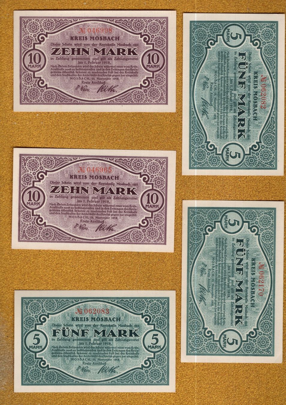 Billets de banque: Germany noten 5 stück UNC – Neuf (Voir description) à Leibstadt par baroc333