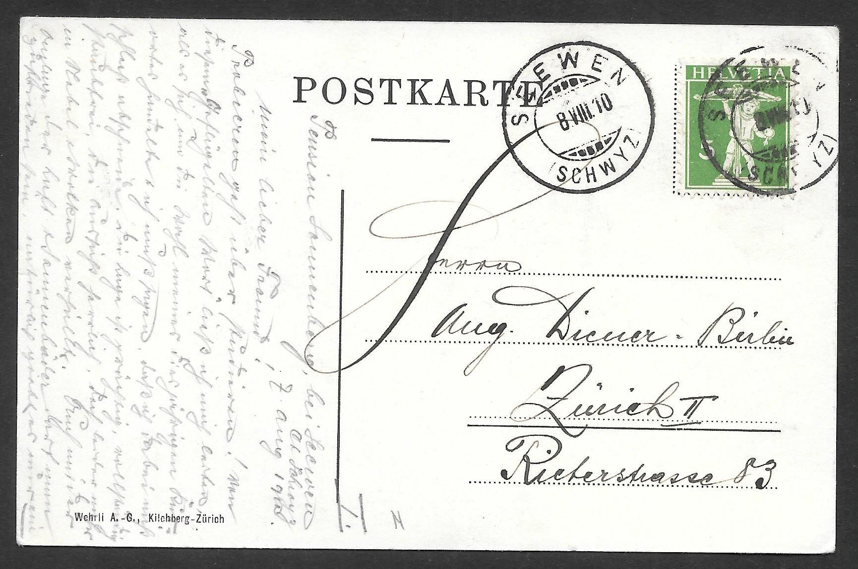Cartoline postali: Seewen am Lowerzersee colorierte Teilansicht – Usato da Olten venduto da clotaldi 1