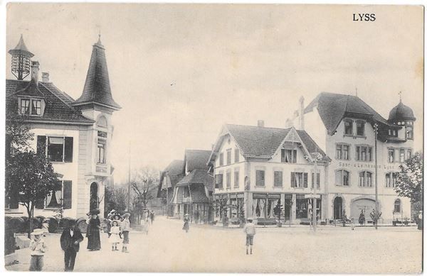 Cartoline postali: Lyss sehr belebt mit Post etc. – Usato da Olten venduto da clotaldi
