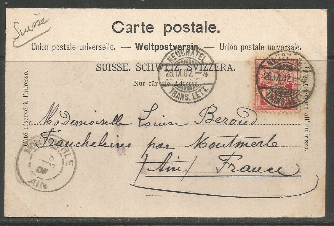 Ansichtskarten: Carte P de 1902 ( Neuchâtel ) – Gebraucht aus La Russille von Nono4 1