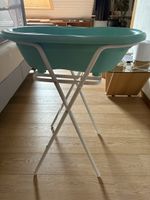 Baby Bathtub with Folding Stand, Turquoise, Used
