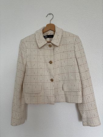 Zara Jacke Tweed beige Grösse S