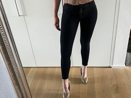 original FITJEANS xs s 34 36 fitness schwarz skinny STRETCH