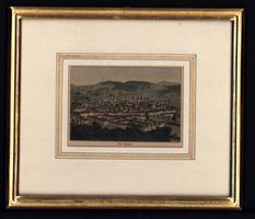 St. Gallen Originalholzstich gerahmt