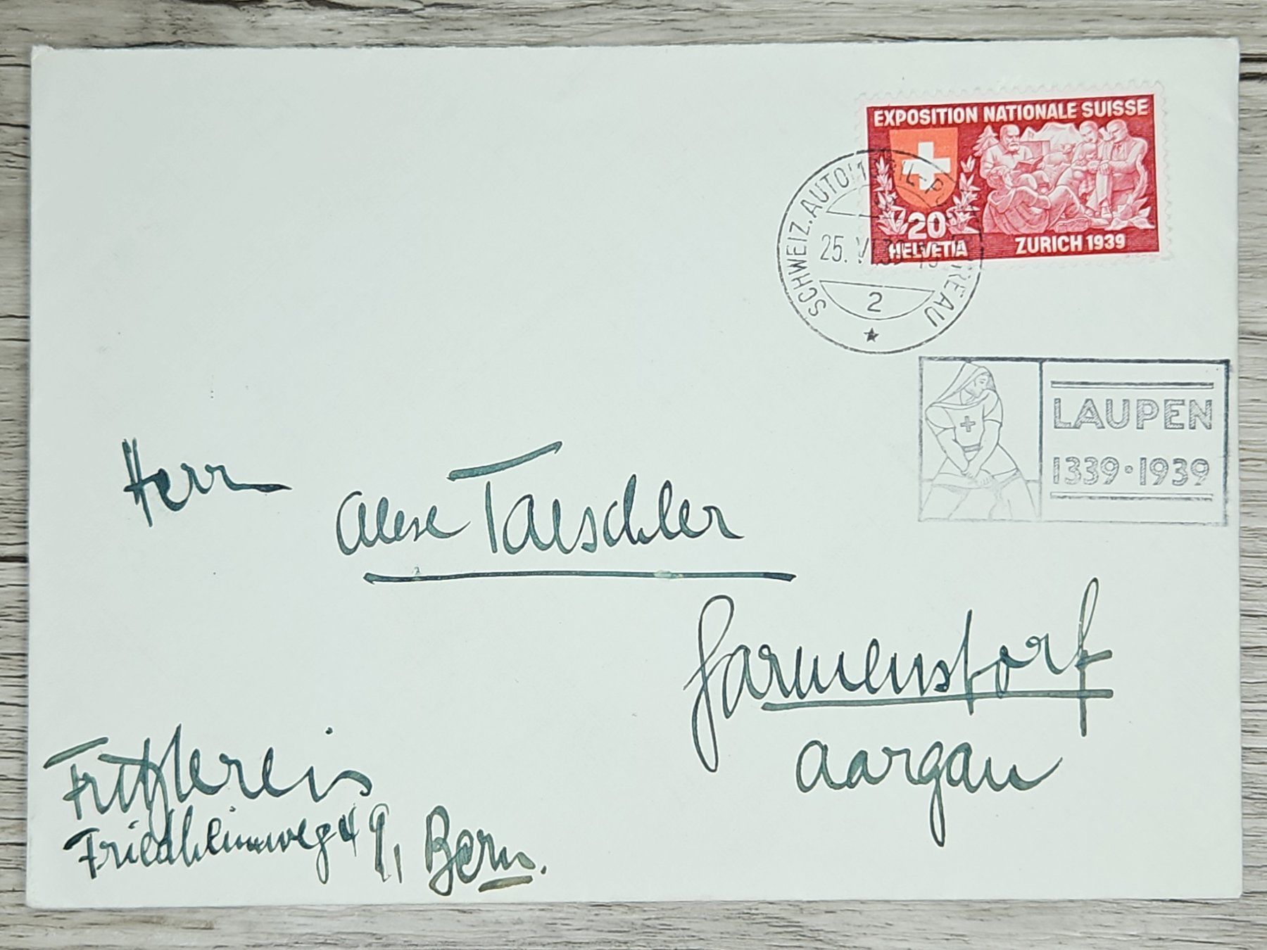 Tutti i francobolli: CL02 Enveloppe + Timbre Suisse 1939 – Usato da Cousset venduto da Patrick_Collections