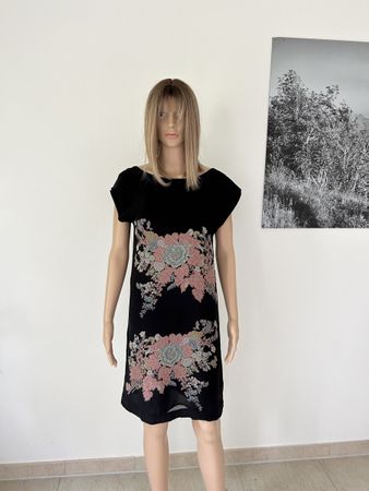 Elegant Black Dress with Floral Print