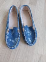BLAUER STOFF MOCCASIN GR. 38