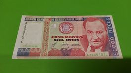 Alte 50000 Intis Banknote aus Peru - Sammlerstück Rarität!