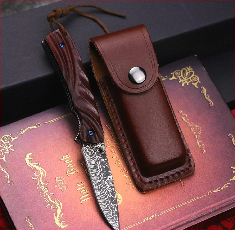 Coltelli tascabile: Taschenmesser handgefertigt mit Lederetui – Nuovo e nell'imballaggio originale da Burgdorf venduto da XJ6 1
