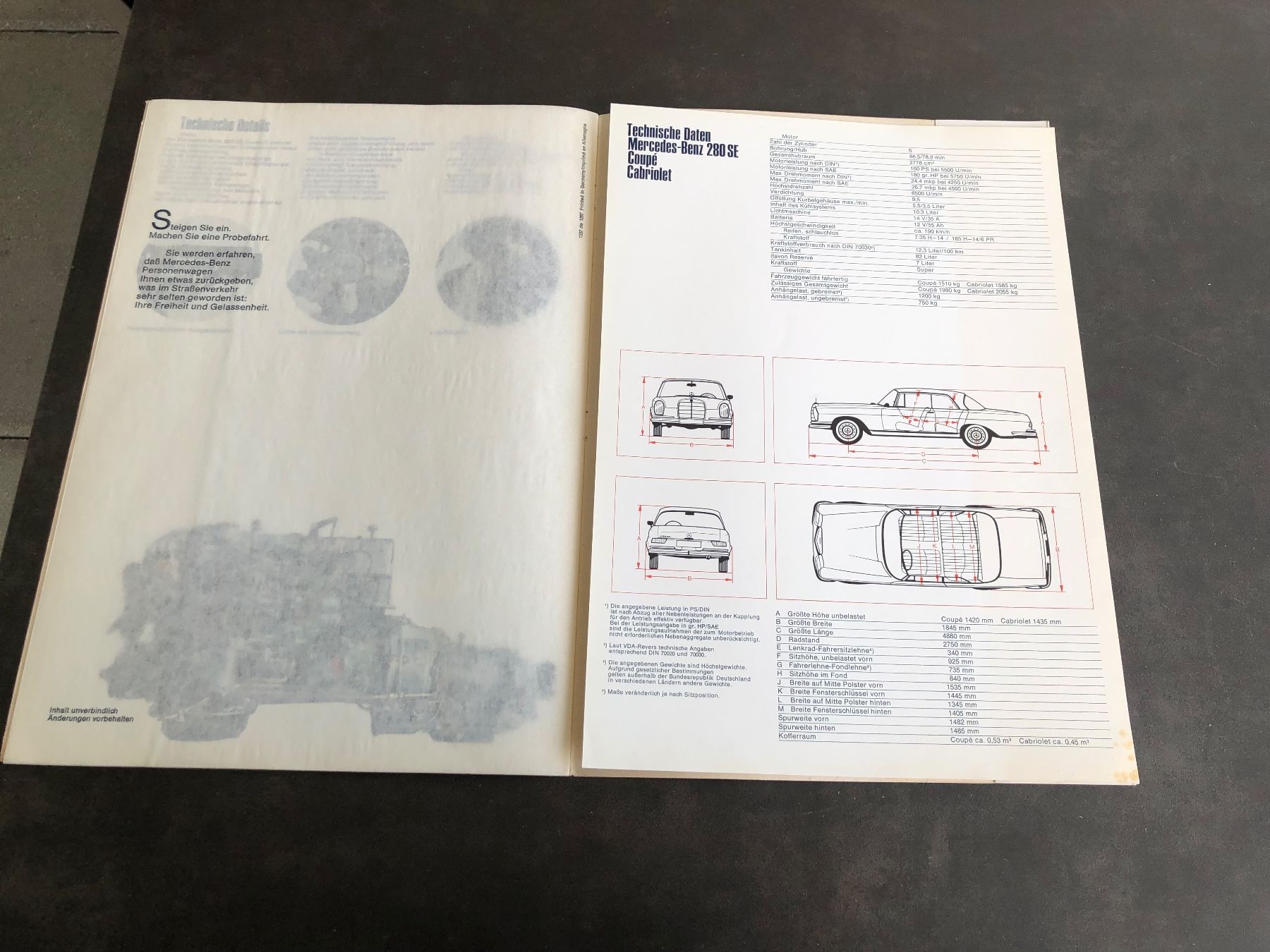 Mercedes-Benz Documenti: Prospekt Cabriolet/Coupe MB 280 SE – Usato da Weesen venduto da shiva-5 8