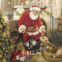 Serviette weihnachtsmann mit hund (w415) 2Stk.