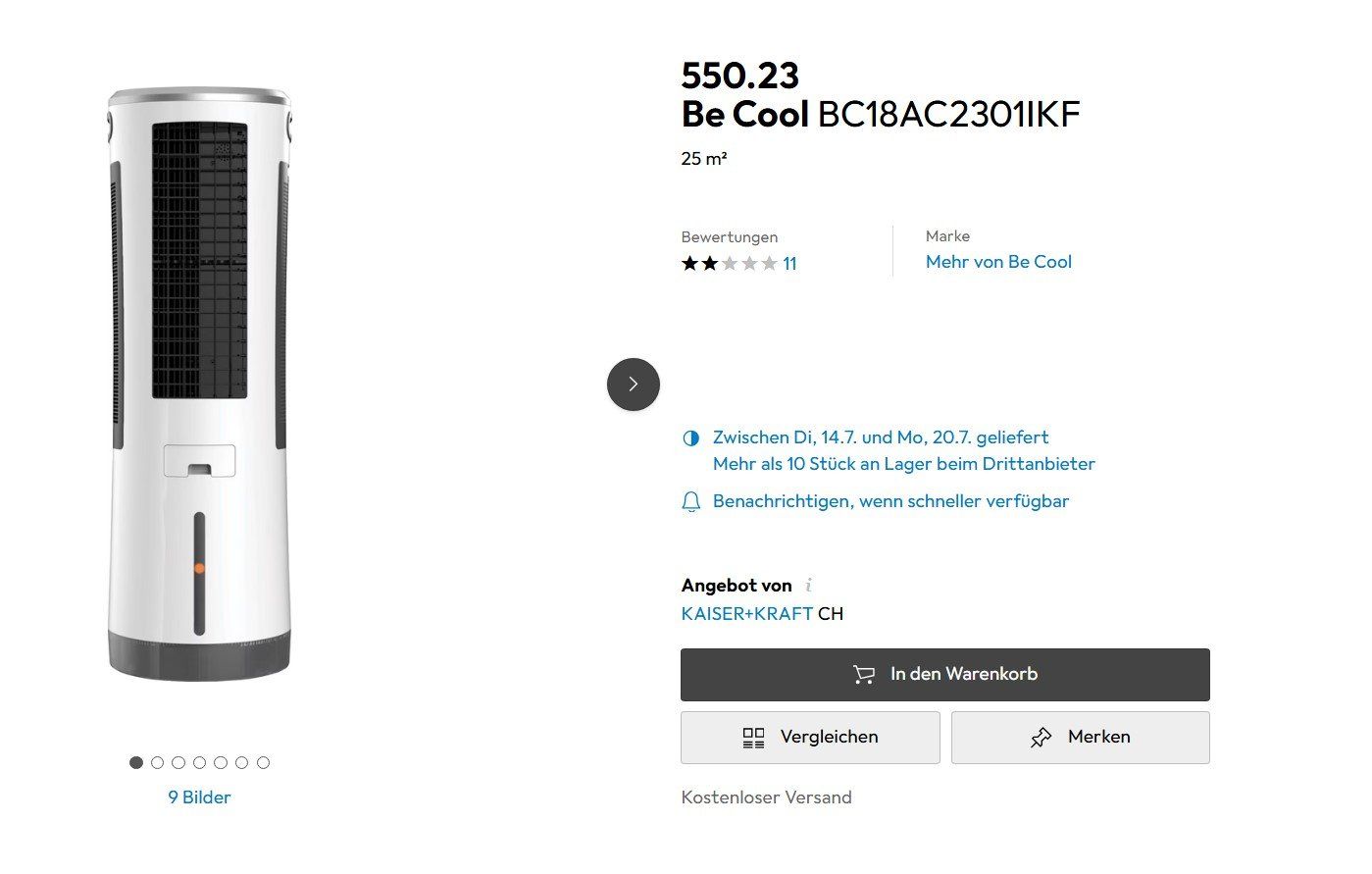 Raumspray: Luftkühler BE COOL  13 kg inkl Verpackung – Neu (gemäss Beschreibung) aus Zollikon von Aura 1