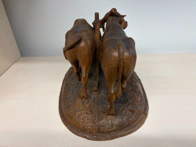 Statuette: geschnitztes Ochsengespann, Brienz, Johann Huggler – Usato da Galgenen venduto da Crystaldisplay 6
