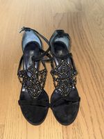 Black Suede High Heel Sandals with Studs